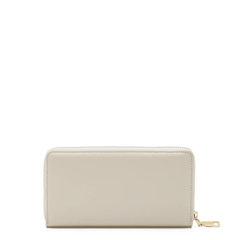 Isabel Bernard Honoré Léa Beige Kalbsleder Portemonnaie mit Reißverschluss IB23012