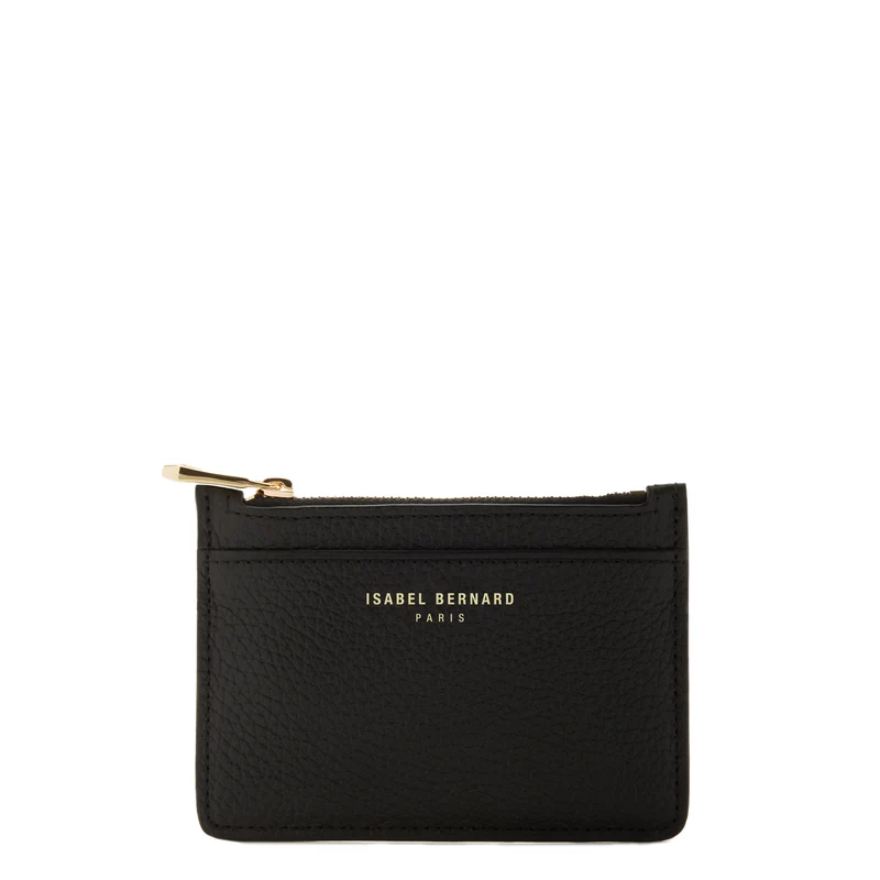 Isabel Bernard Honoré Aveline Schwarzes Leder Damen Kartenhalter aus Kalbsleder IB27016