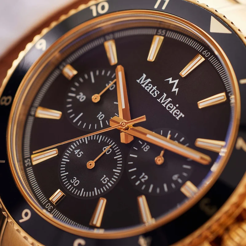 Mats Meier Ponte dei Salti Chronograaf HerrenUhr Goldfarbene und Schwarz MM00509