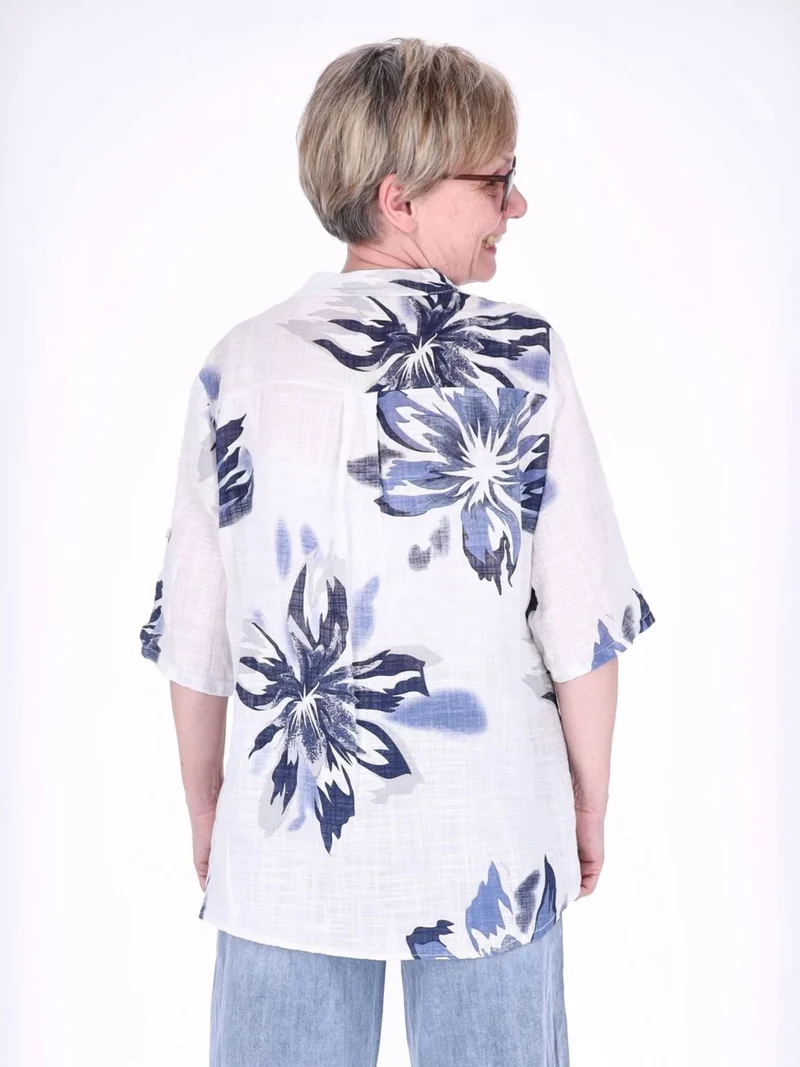 Blusenshirt Damen 3/4 Krempelarm AOP