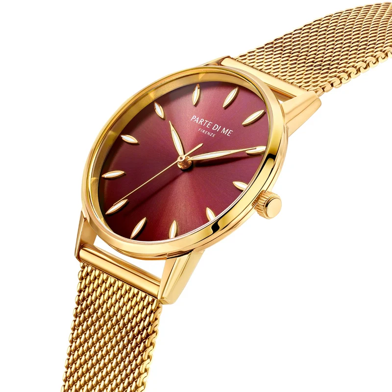 Parte Di Me Orologio rund Damenuhr goldfarben und dunkelbraun PDM09055