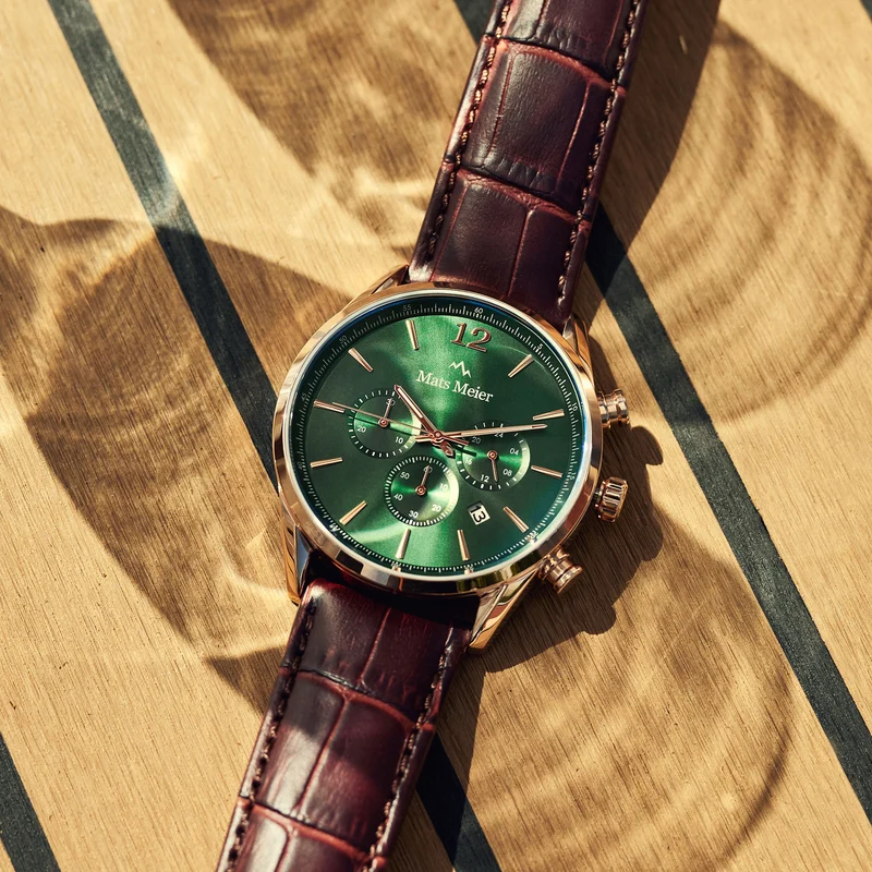 Mats Meier Grand Cornier Chrono Groen/RoseGoldfarbene Uhr MM00114