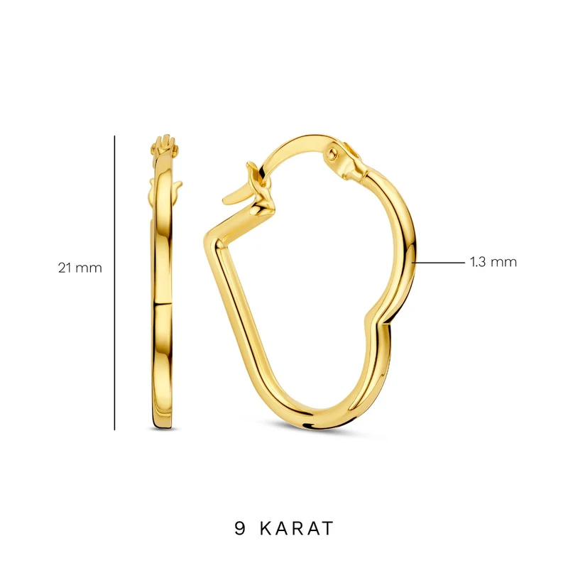 Beloro Jewels Della Spiga Luna 9 Karat Gold Herz Ohrringe BO360081