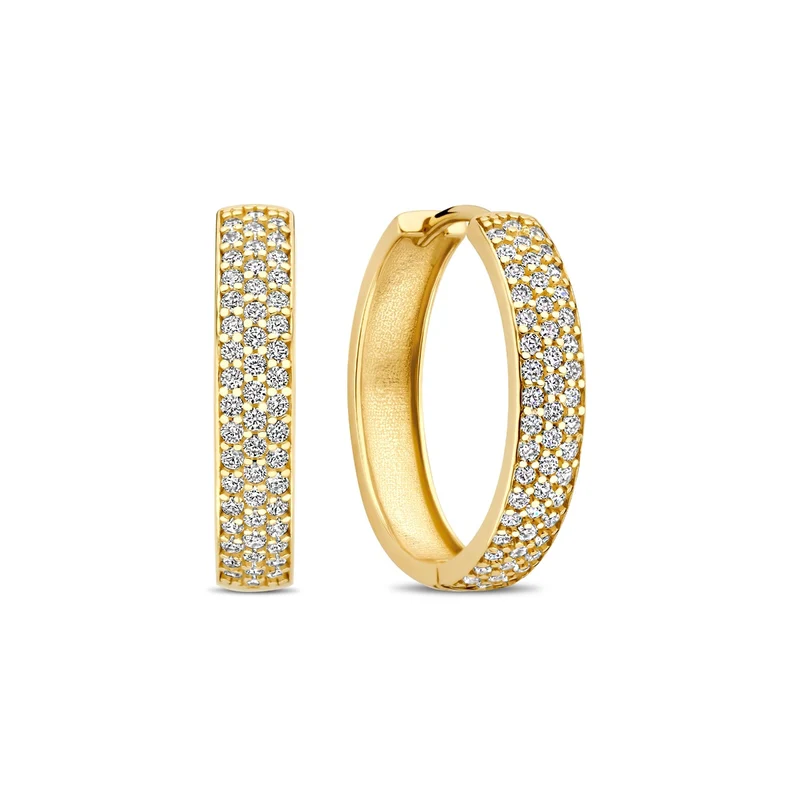 Beloro Jewels Monte Napoleone Stella 9 karat gold hoop earrings with zirconia BO360087