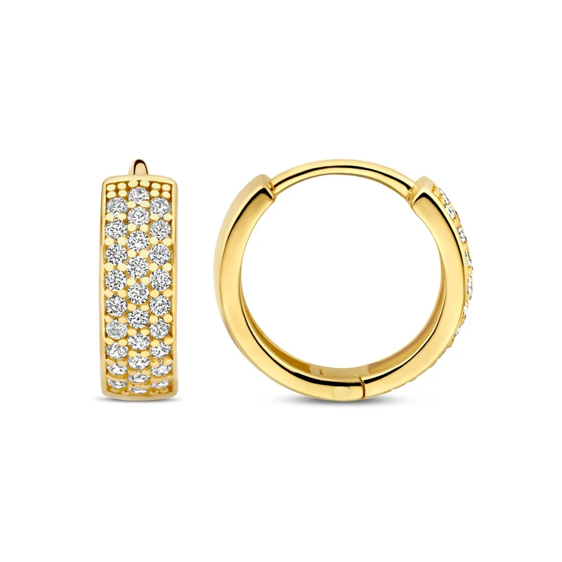 Beloro Jewels Monte Napoleone Stella 9 karat gold hoop earrings with zirconia BO360086